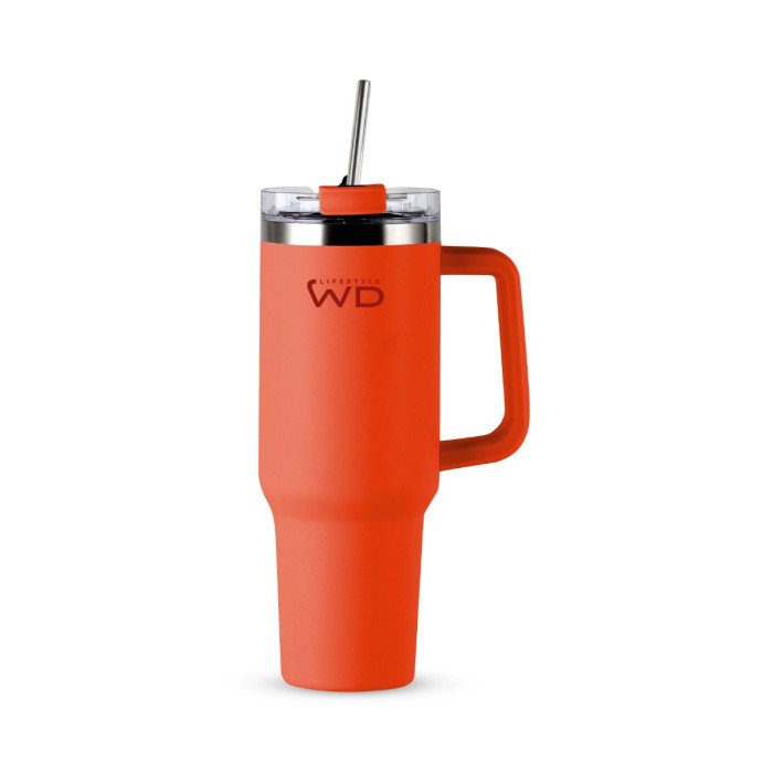 Mug Americana in acciaio inox. Capacità 1,2 L. Colore corallo. - wd821co