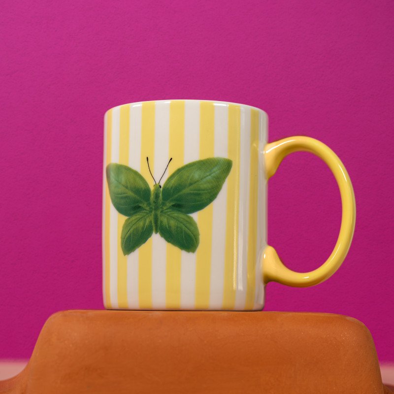 Tazza in new bone china 330ml. Decoro farfalla. - wd887far