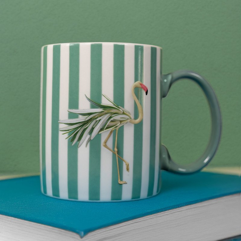 Tazza in new bone china 330ml. Decoro fenicottero. - wd887ros
