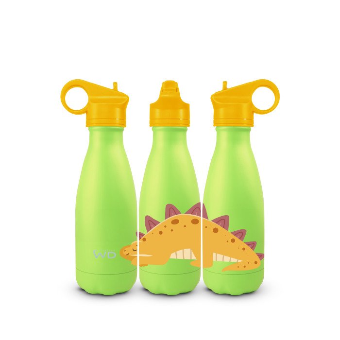Bottiglia termica in acciao inox. Capacità 260 ml. Decoro dinosauro. - wd903din