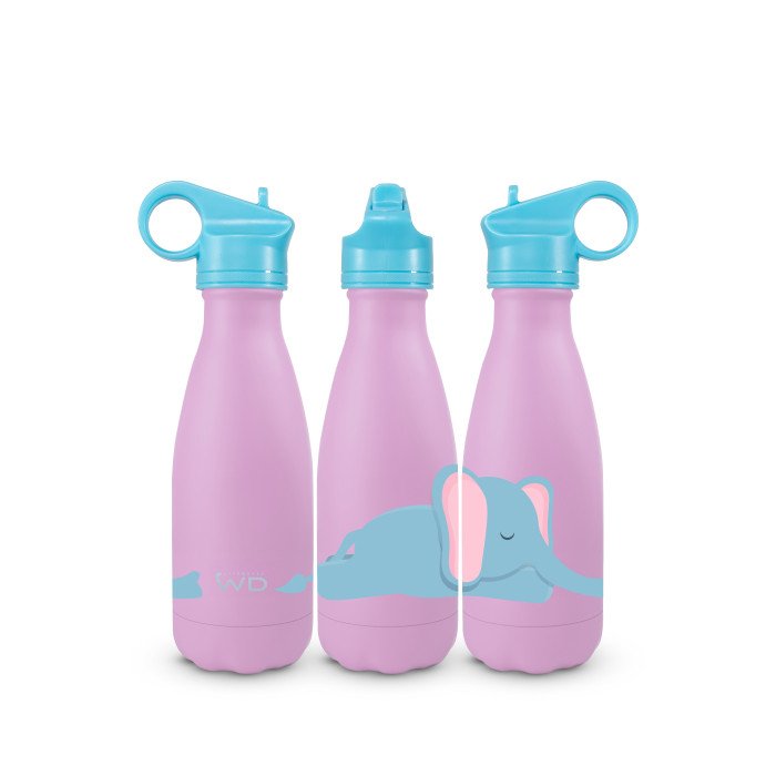 Bottiglia termica in acciao inox. Capacità 260 ml. Decoro elefante. - wd903ele