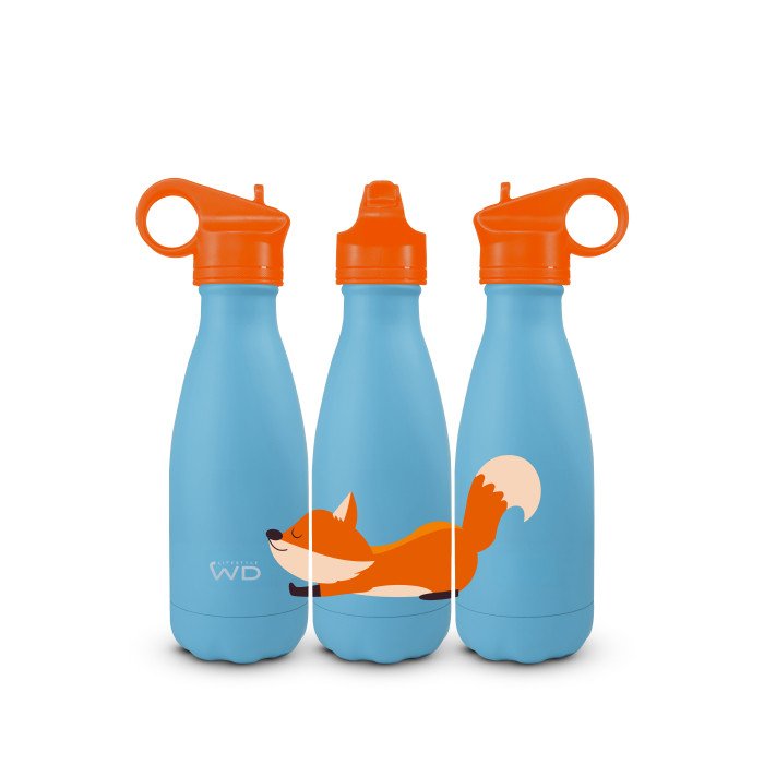 Bottiglia termica in acciao inox. Capacità 260 ml. Decoro volpe. - wd903vol