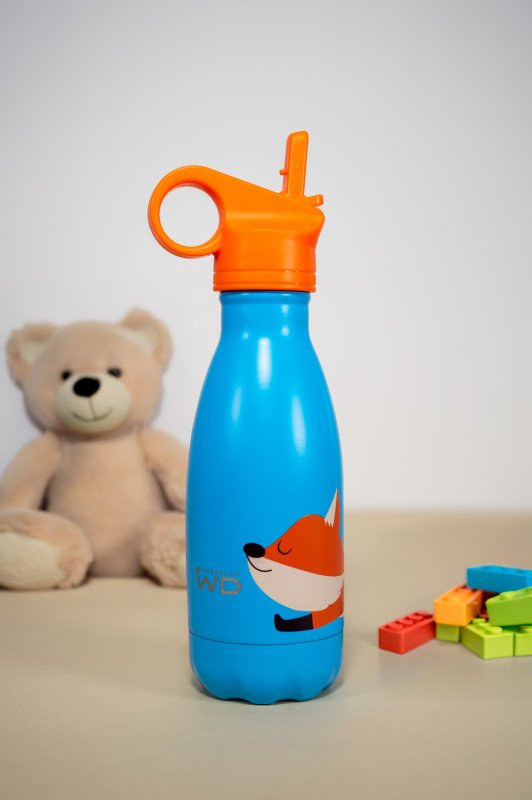 Bottiglia termica in acciao inox. Capacità 260 ml. Decoro volpe. - wd903vol