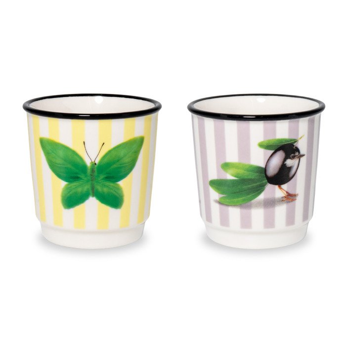 Set 2 bicchierini caffè. Decoro farfalla e Oliva - wd906a