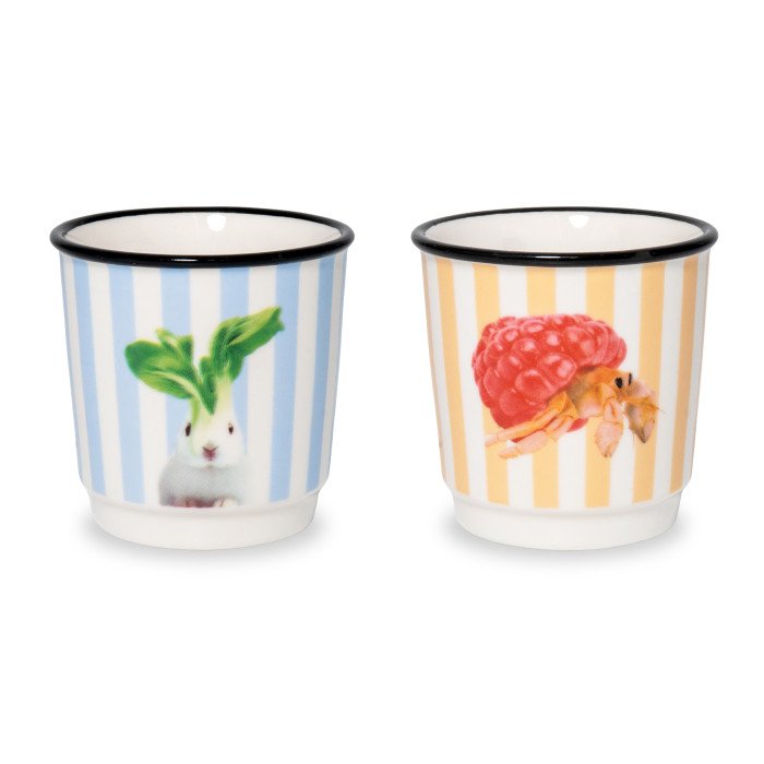Set 2 bicchierini caffè. Decoro Paguro e Coniglio - wd906b
