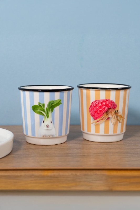 Set 2 bicchierini caffè. Decoro Paguro e Coniglio - wd906b