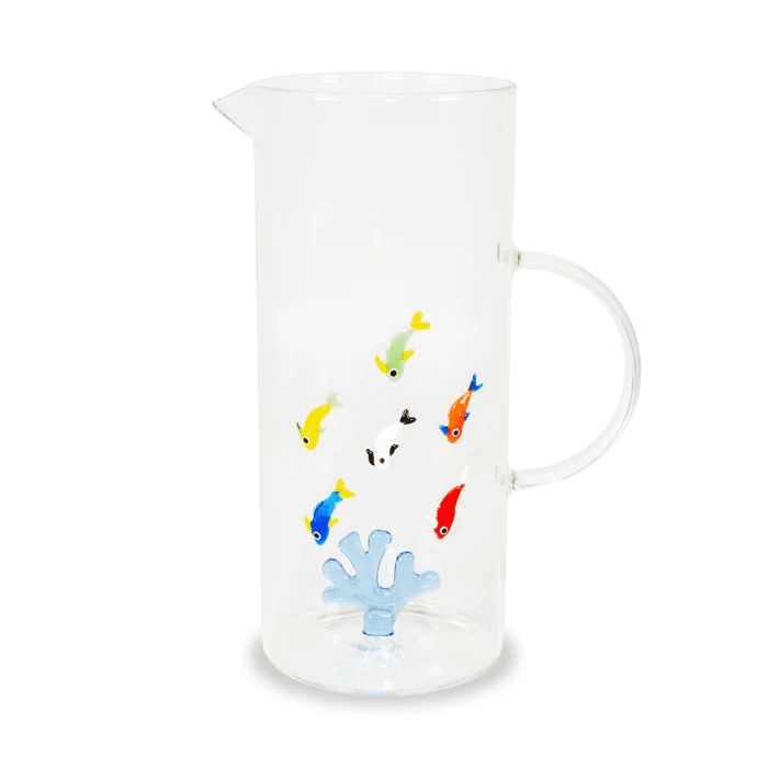 Caraffa in vetro 1,3L.. Decoro corallo e pesci. - wd926cor