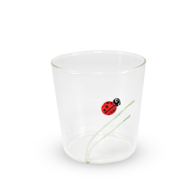 Bicchiere in vetro 250ml. Decoro coccinella. - wd927coc