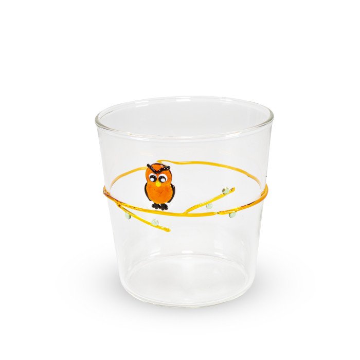 Bicchiere in vetro 250ml. Decoro gufo. - wd927guf