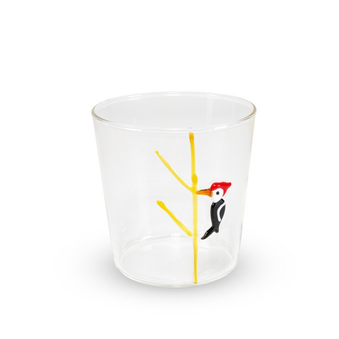 Bicchiere in vetro 250ml. Decoro picchio. - wd927pic