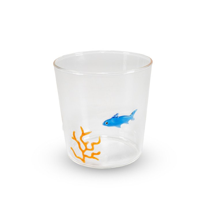 Bicchiere in vetro 250ml. Decoro squalo. - wd927squ