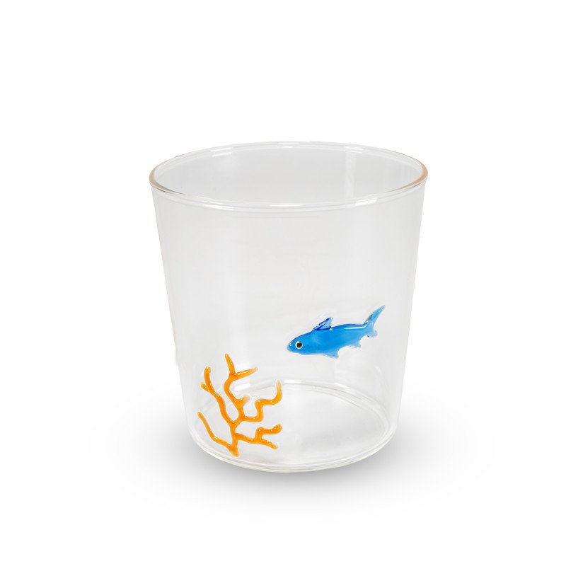 Bicchiere in vetro 250ml. Decoro squalo. - wd927squ