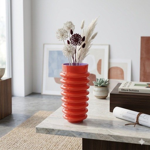 Vaso in vetro. Colore arancione e rosa. - wd945ar