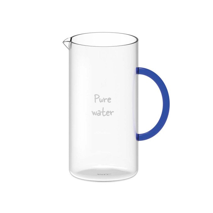 Caraffa in vetro borosilicato. Capacità 1,3 L. manico blu - wdf606
