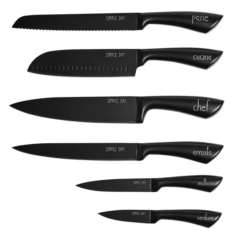 SET 6 COLTELLI CUCINA FUNZIONI NERO - 10011432