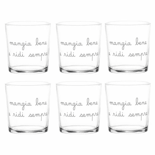 SET  6 BICCHIERI 35CL MANGIA BENE E RIDI SEMPRE - 10011876