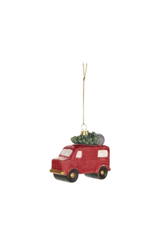 DECORAZIONE FURGONCINO CON ALBERO 7,4 CM - bv240808a