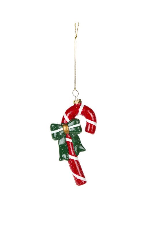 DECORAZIONE CANDY BIANCO E ROSSO 6.5x2.3x17 CM - bv241402a