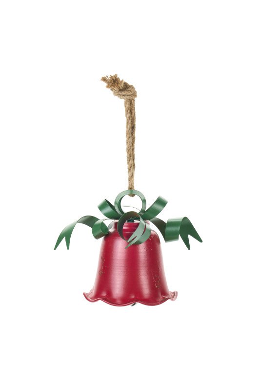 Campana Rossa Con Fiocco Verde - hs251804a