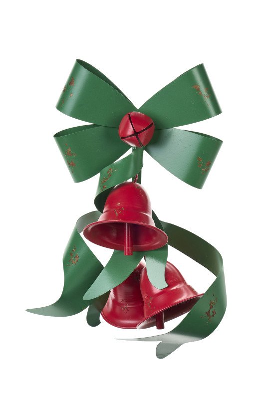 Fiocco Verde Con Campane Rosse - hs251805a