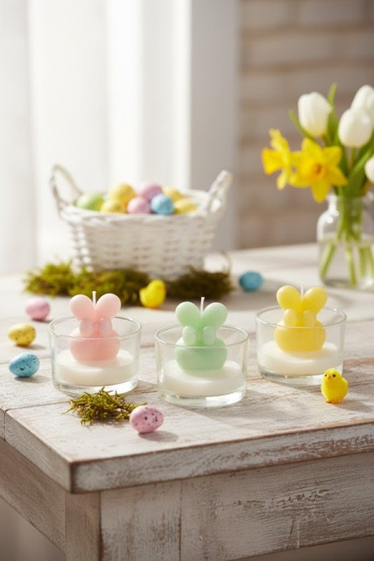 Candela in Bicchiere con Coniglietto Tiffany - nkw260203c