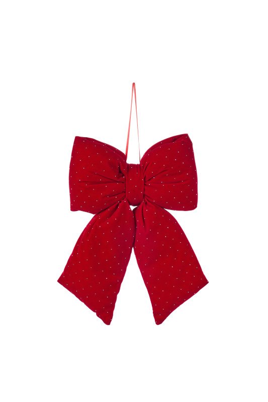 Fiocco Rosso Velluto Glitter 36 Cm - nsa251602a
