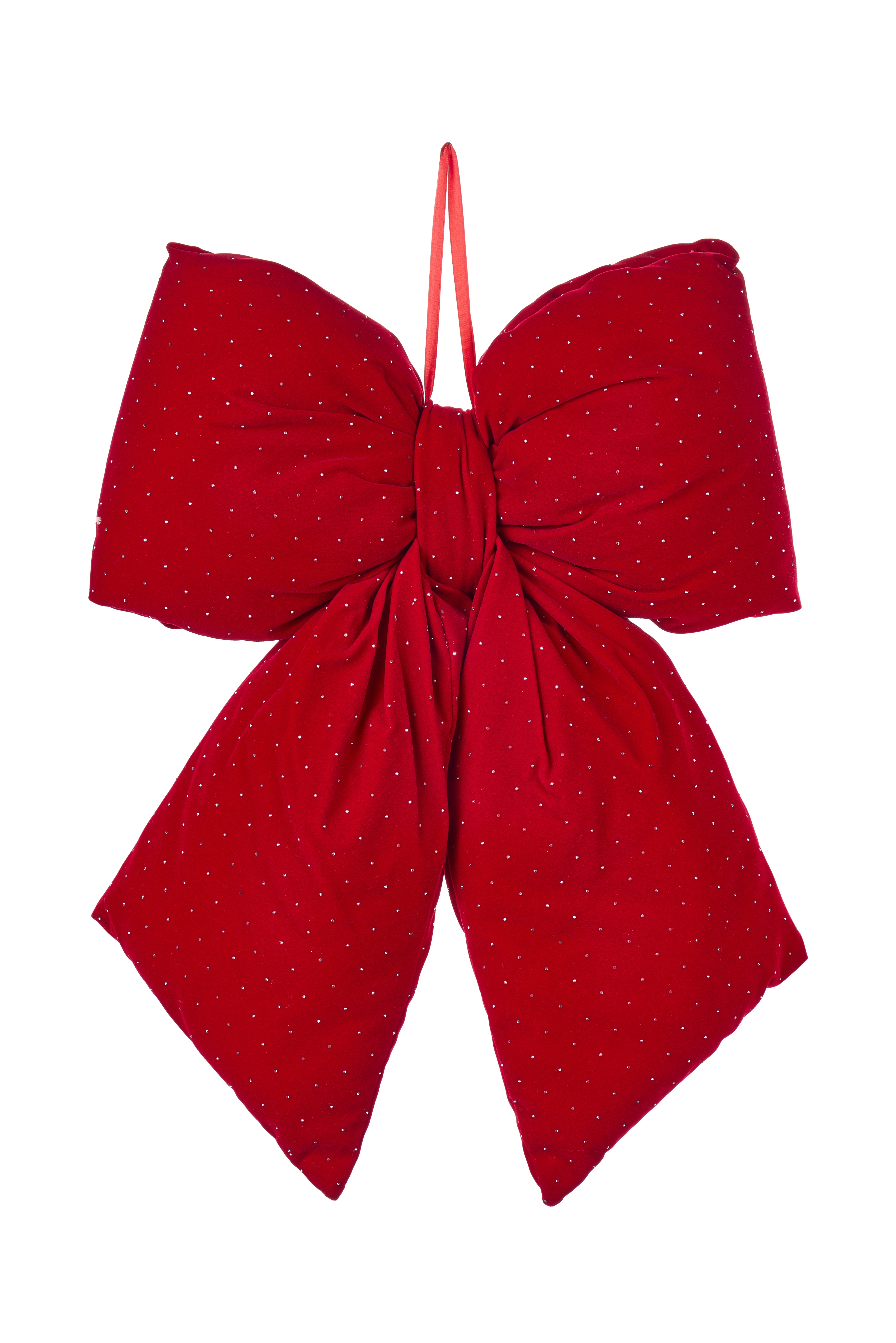 Fiocco Rosso Velluto Glitter 48 Cm - nsa251603a
