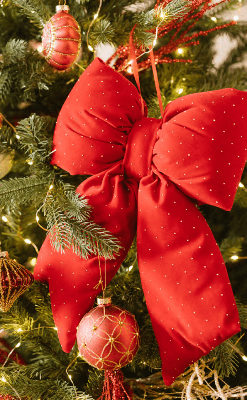 Fiocco Rosso Velluto Glitter 48 Cm - nsa251603a