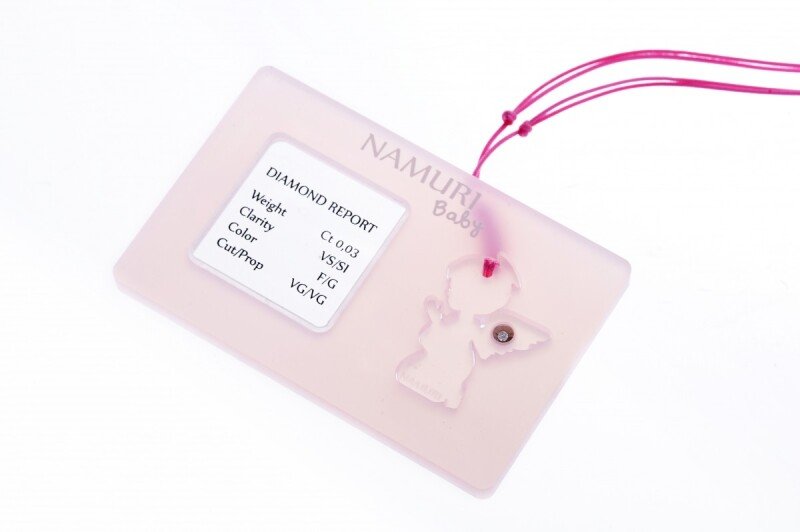 Blister Namuri Baby con Pendente Angelo Rosa e Diamante 0,03 ct - npxj-ar03