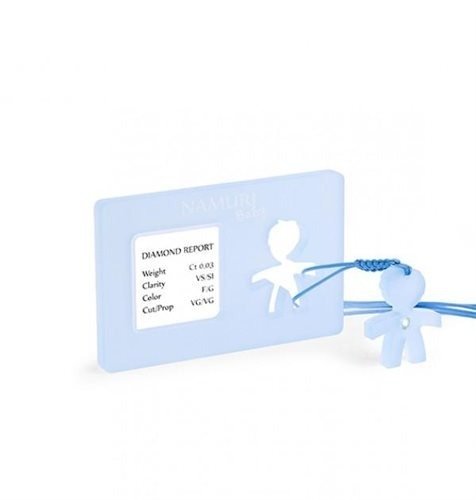 Blister Namuri Baby con Pendente Bimbo Celeste e Diamante 0,03 ct - npxj-bc03