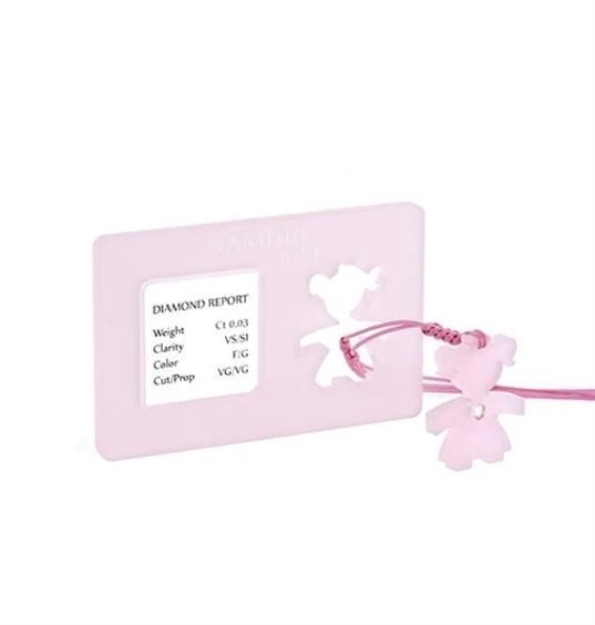 Blister Namuri Baby con Pendente Bimba Rosa e Diamante 0,03 ct - npxj-br03