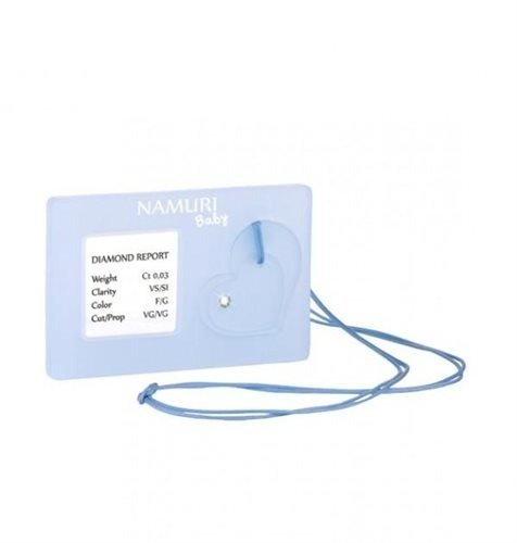 Blister Namuri Baby con Pendente Cuore Celeste e Diamante 0,03 ct - npxj-cc03