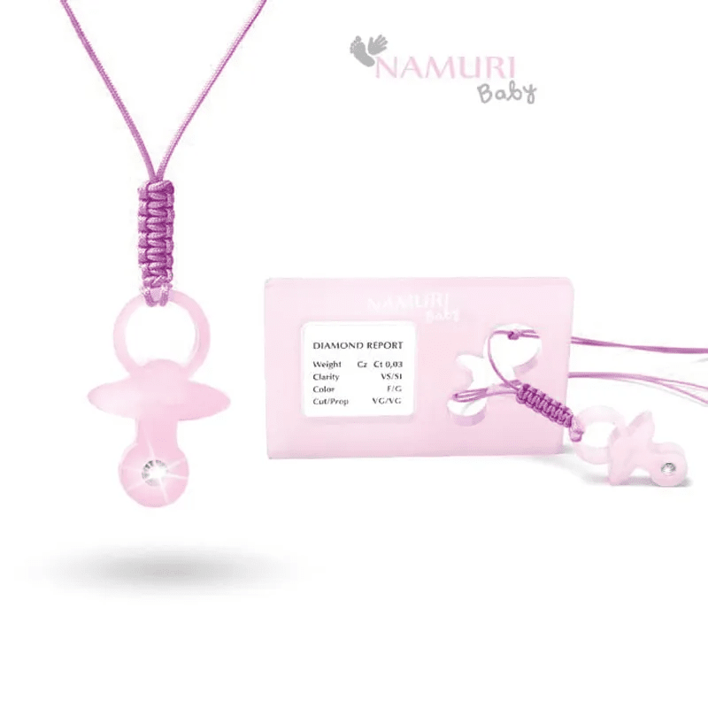 Blister Namuri Baby con Pendente Ciuccio Rosa e Diamante 0,03 ct - npxj-cir03
