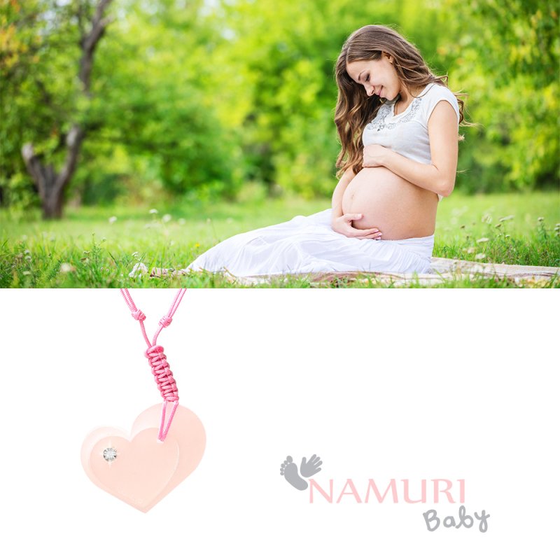 Blister Namuri Baby con Pendente Cuore Rosa e Diamante 0,03 ct - npxj-cr03