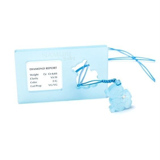 Blister Namuri Baby con Pendente Orsetto Celeste e Diamante 0,03 ct - npxj-oc03