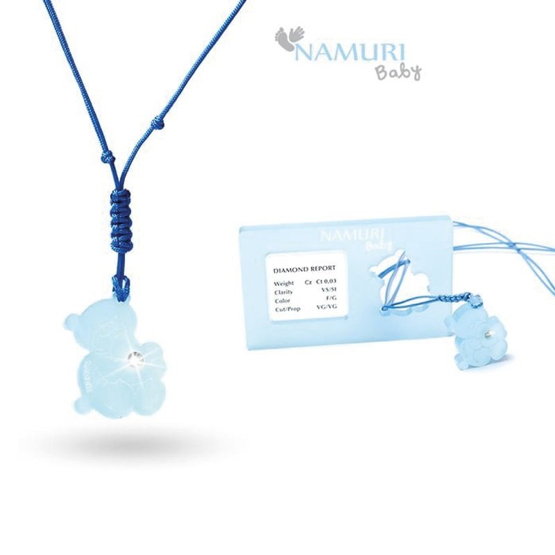 Blister Namuri Baby con Pendente Orsetto Celeste e Diamante 0,03 ct - npxj-oc03