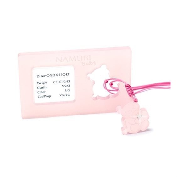 Blister Namuri Baby con Pendente Orsetto Rosa e Diamante 0,03 ct - npxj-or03
