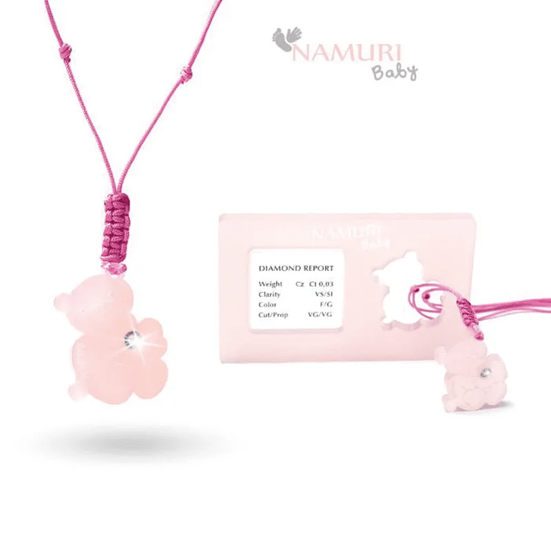 Blister Namuri Baby con Pendente Orsetto Rosa e Diamante 0,03 ct - npxj-or03