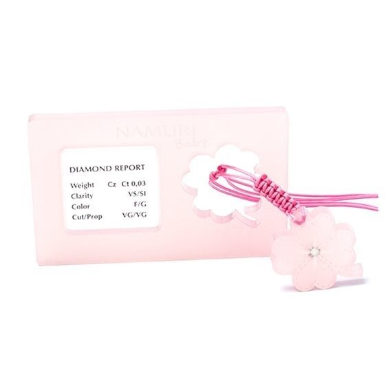 Blister Namuri Baby con Pendente Quadrifoglio Rosa e Diamante 0,03 ct - npxj-qr03