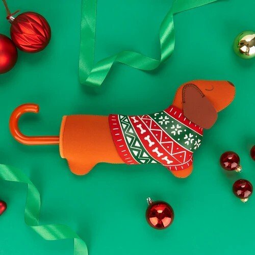 Ombrello teckel christmas marrone - 28342