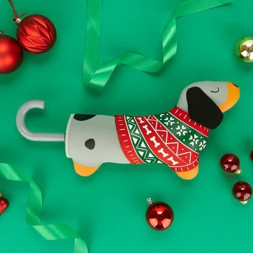 Ombrello teckel christmas grigio - 28343