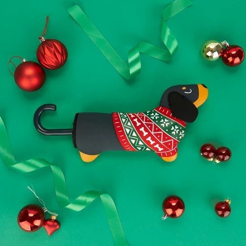 Ombrello teckel christmas nero - 28344