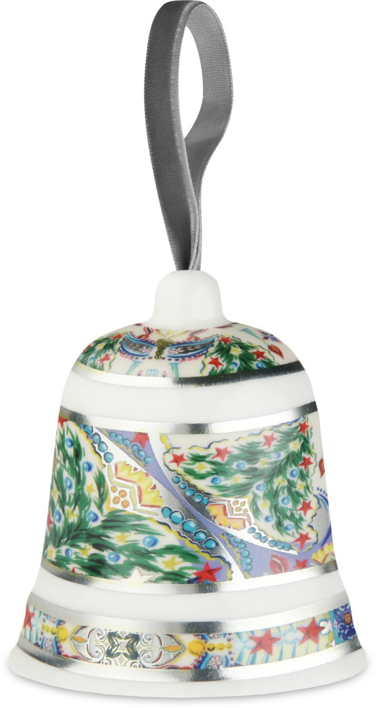 Campanella natalizia in porcellana platino piccola - bell1-xma02