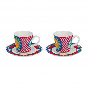 Set 2 pezzi tazzine da caffe in porcellana dal design moderno ed elegante - cof-sol01