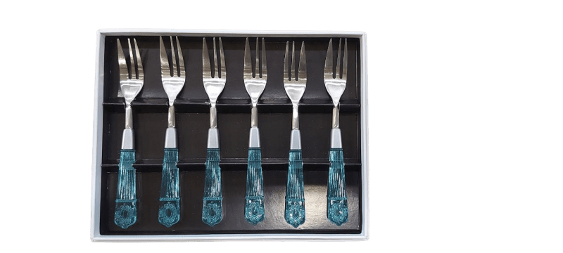 Set 6 pz forchettina dolce acciaio manico cipria - ffla5s-fc03 Set 6 pz forchettina dolce acciaio manico cipria - ffla5s-fc03