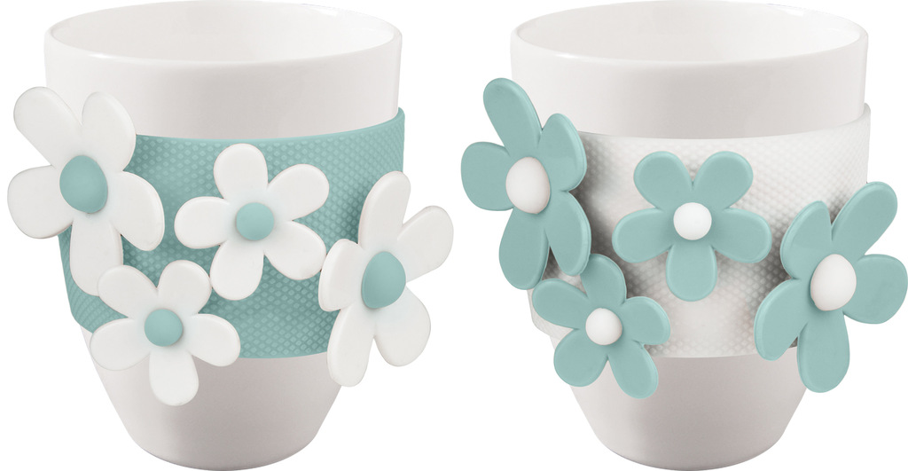 Set 2 mug bianca fiori tiffany e tiffany fiori bianchi - flmug-flo05