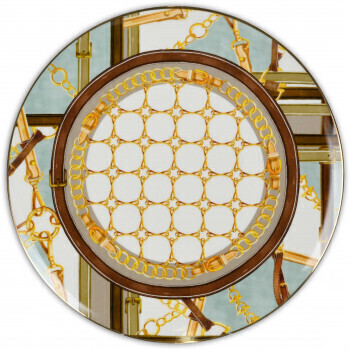 Piatto torta in porcellana con filo oro - pcake-hor02