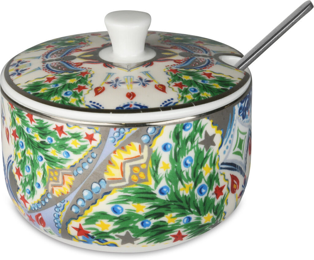 Zuccheriera natalizia in porcellana filo platino - sug-xma02