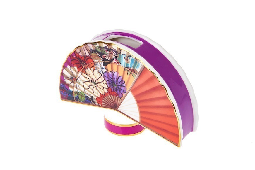 Bottiglia profumazione piccola in porcellana con bastoncino a forma di ventaglio - vmini-ven01