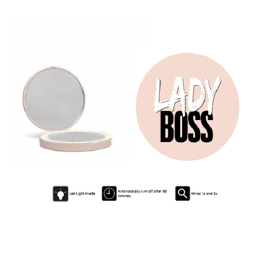 Specchio richiudibile rotondo portatile con ledrosa.
- ladyboss - p0406-lb